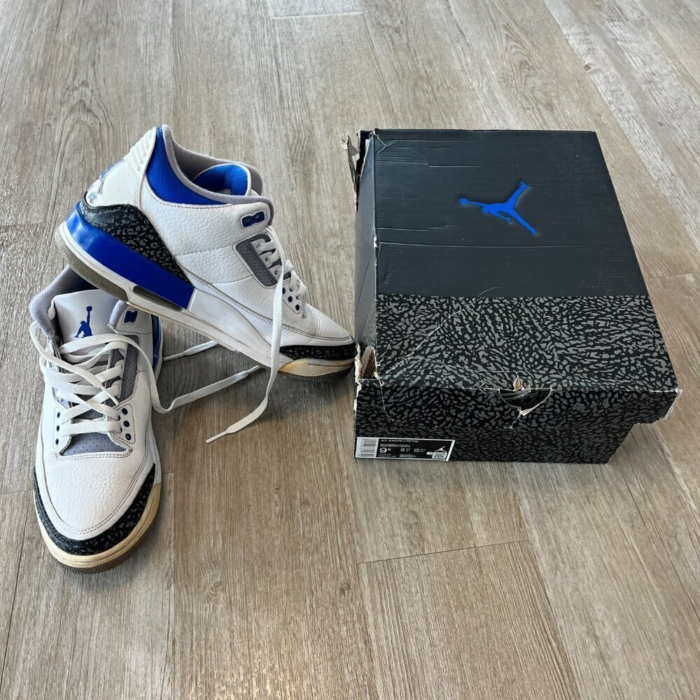 Mens Air Jordan Jordan 3 Retro 'Racer Blue' Sneakers CT8532-145 - 9.5